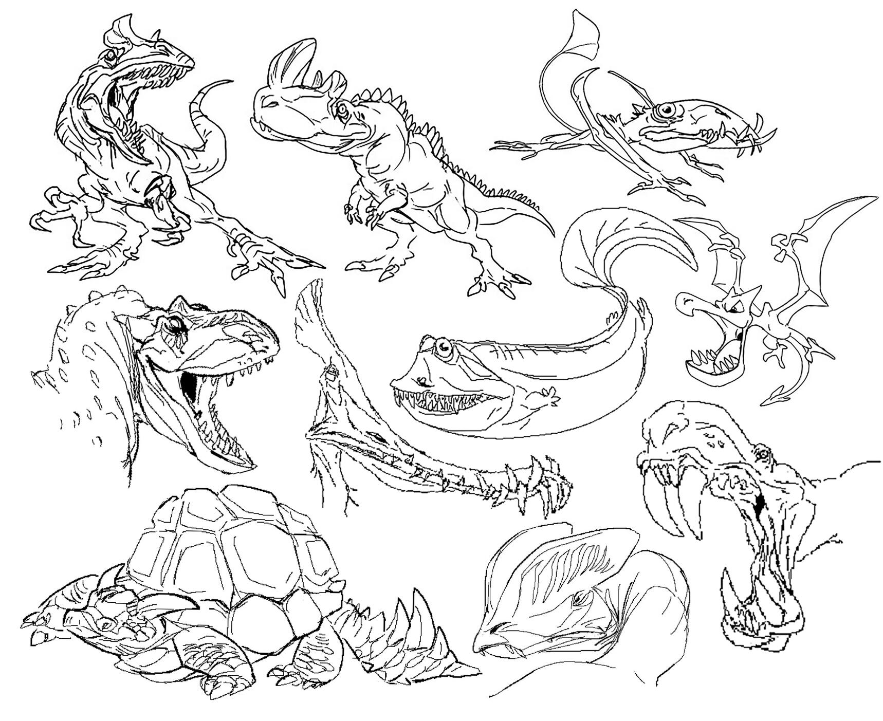 Prehistoric animal sketches, digital
